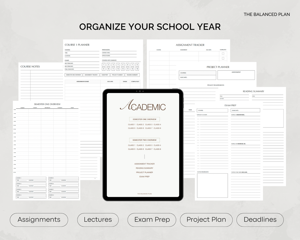 BUNDLE | Undated iPad Academic Planner + Desktop Wallpaper Organizer
