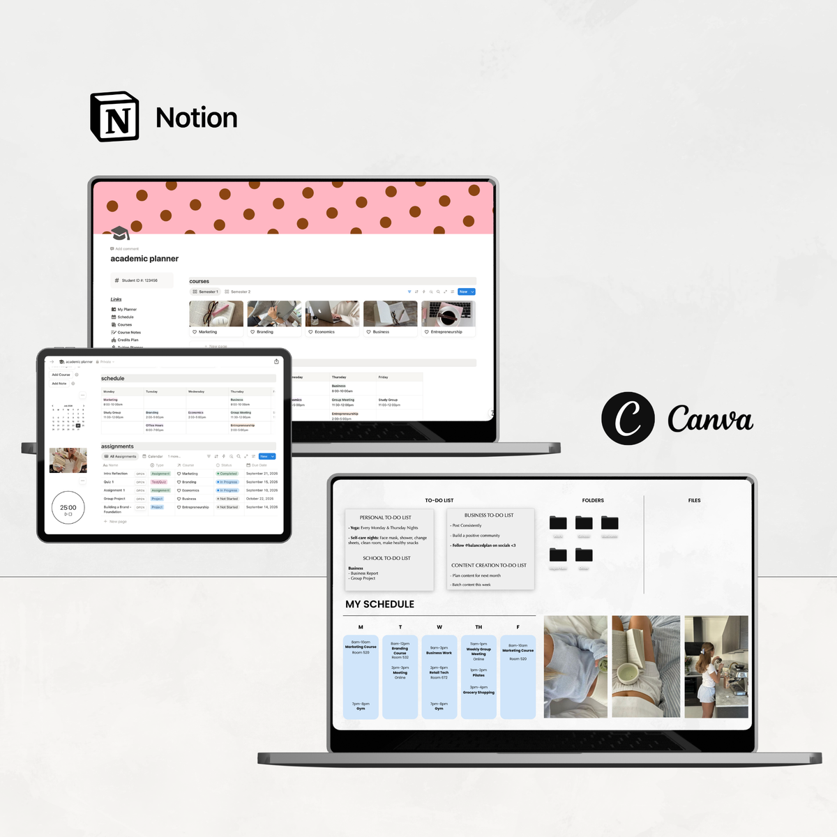 BUNDLE | Notion Student Planner + Desktop Wallpaper Organizer